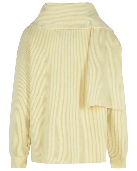 Jil Sander Yellow Ivory Wool Scarf Sweater
