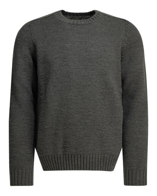 Prada Gray Virgin Wool Crewneck Sweater for men