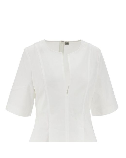 Totême White Cotton Twill Tailored Top