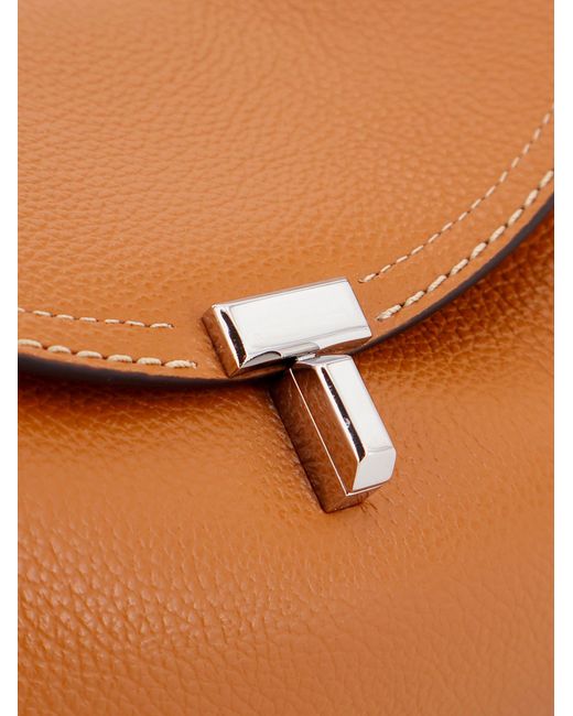 Totême  Brown T-Lock Hammered Leather Shoulder Bag