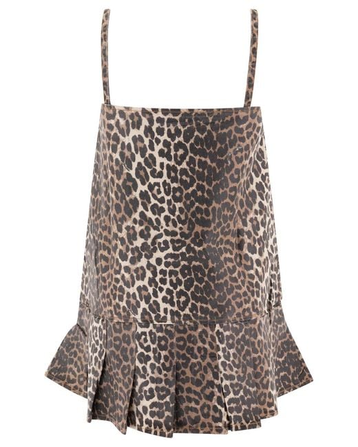 Ganni Brown Dress With Animal Pattern