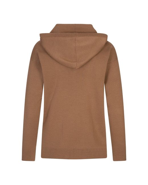 Max Mara Brown Virgin Wool Hooded Sweater