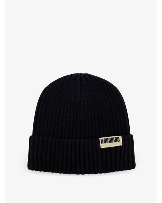 Woodbird Black Wbyeti Cotton Beanie Hat for men