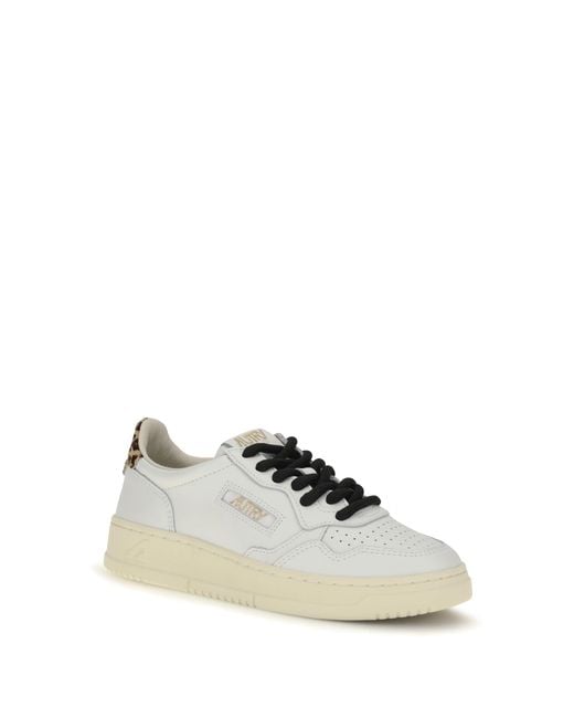 Autry White Medalist Low Leather Sneakers/Leopard