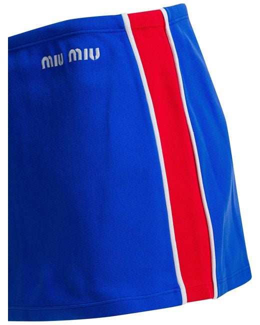 Miu Miu Blue Technical Fabric Miniskirt