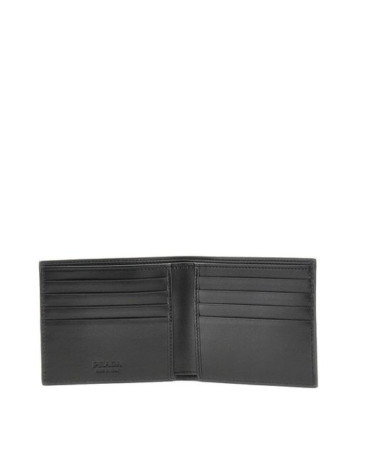 Prada Black Grained Leather Bi-Fold Wallet for men