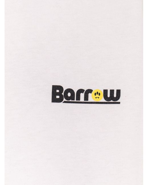 Barrow White Cotton T-Shirt With Frontal Logo for men
