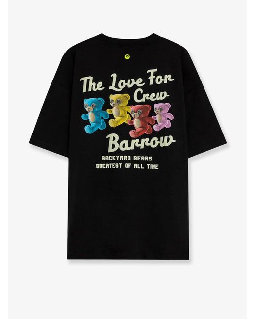 Barrow Black Cotton T-Shirt With Logo Print On The Front for men
