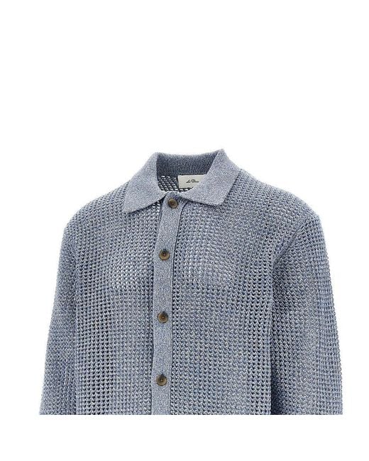 Les Deux Blue 'Gerald' Net Knit Shirt for men