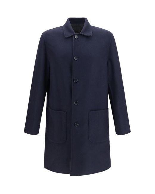 Etro Blue Soho Reversible Wool-Blend Coat for men