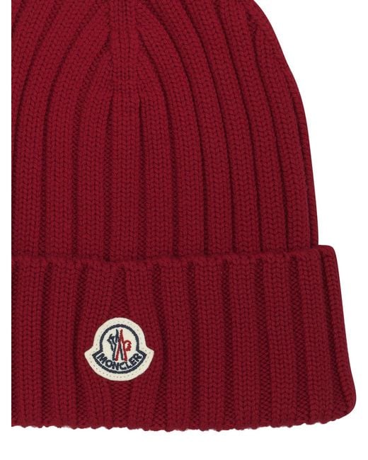 Moncler Red Wool Beanie
