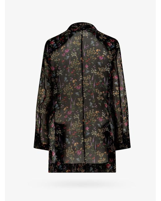 Max Mara Black Silk Blazer With Floral Print