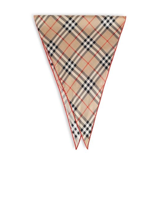 Burberry White Sand 'Check' Silk Scarf