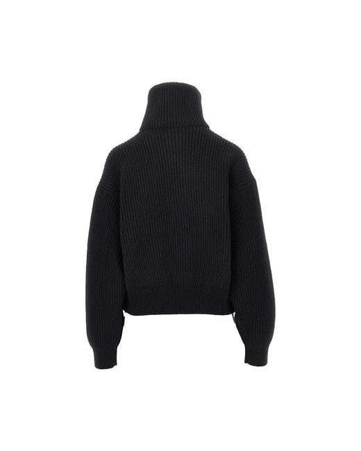 Alaïa Black Wool Cashmere Trucker Sweater
