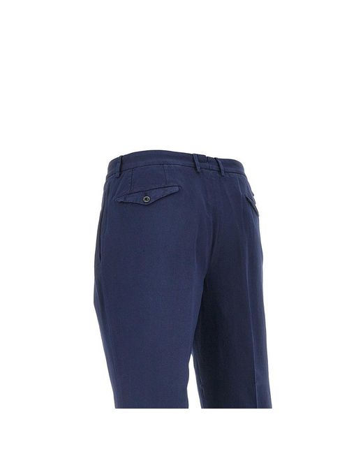 Santaniello Blue Cotton And Linen 'Arechi' Trousers for men