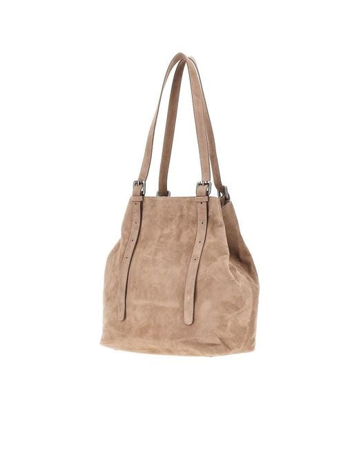 AUTENTICA 504 Natural Galatea Suede Leather Bag