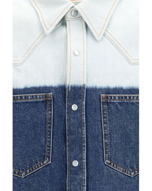 Marni Blue Dip-Dye Denim Shirt for men