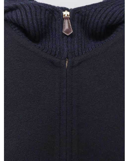 Loro Piana Blue Farrel Cape Cashmere Coat