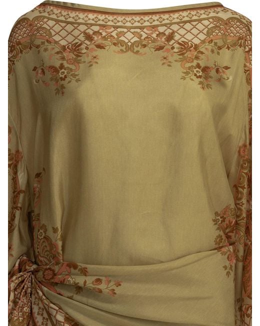 Zimmermann Natural Aster Draped Midi Dress