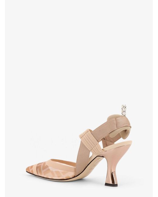 Fendi Natural Colibrã£Â¬ Technical Mesh Slingback With Ff Motif