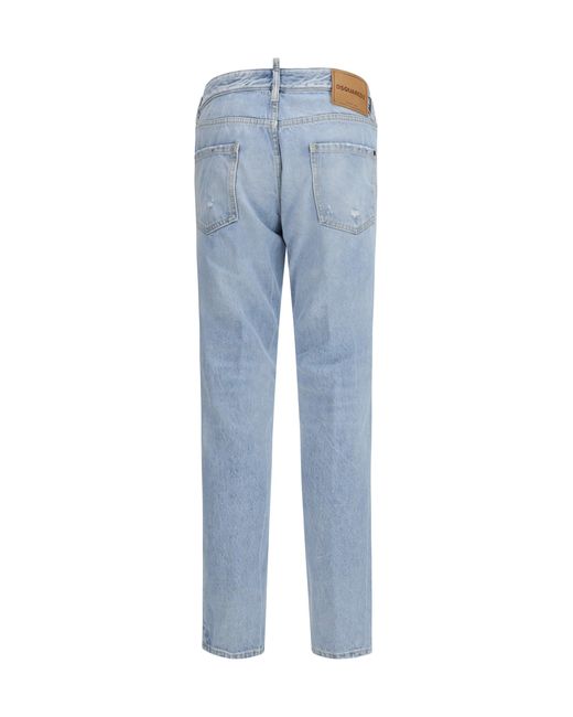 DSquared² Blue Belt-Loop Ripped Jeans for men