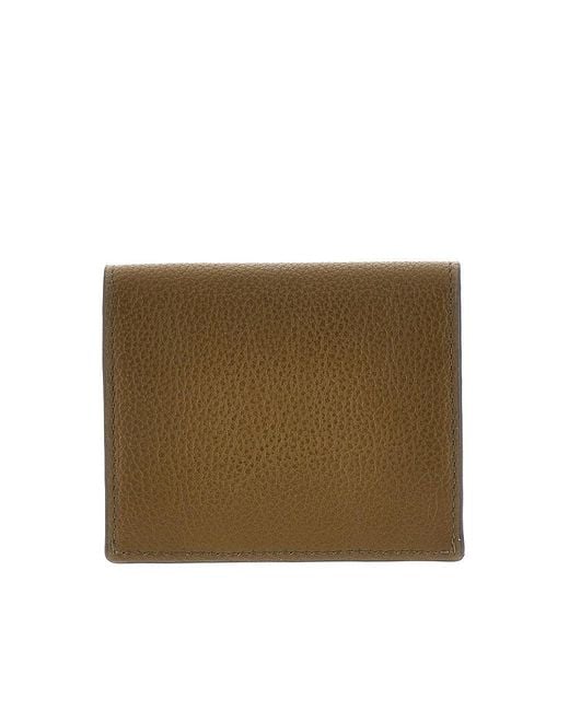 Totême Metallic Grained Leather 'T-Lock' Cardholder
