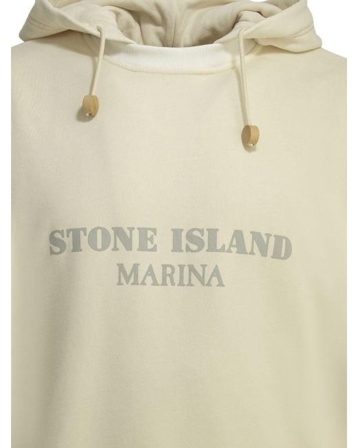 Stone Island White Cotton Hoodie Sweatshirt for men