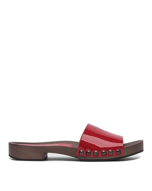 Miu Miu Red Patent Leather Clogs 30Mm