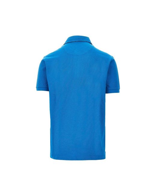 Etro Blue Piquet Polo Shirt With Pegaso Embroidery for men