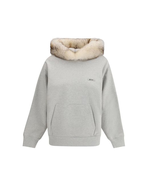 Prada Gray Hoodie Features A Hood Lined