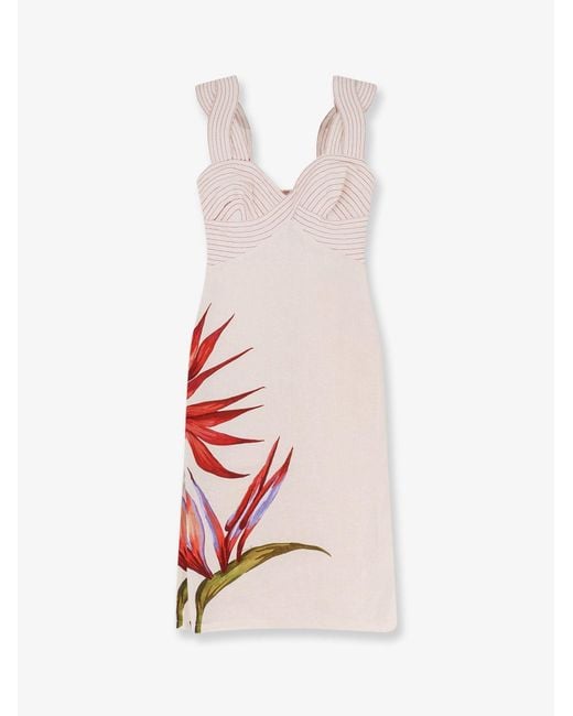 Farm Rio White Linen Dress Strelizia