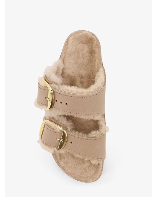 Birkenstock Natural Arizona Big Buckle Shearling Sandals