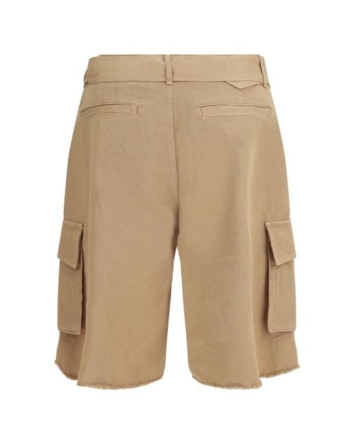 Laneus Natural Belted Button Cargo Shorts Camel for men
