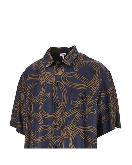 Loewe Black Anagram Print Silk Shirt for men