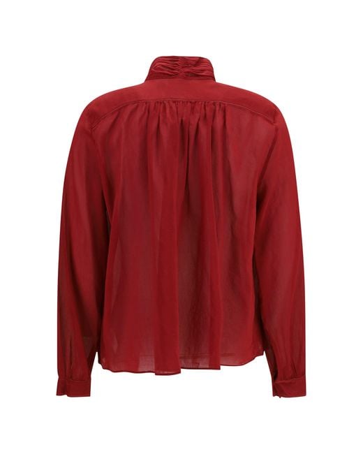Forte_forte Red Pleated High-Neck Blouse Pomegranate