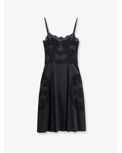 Dolce & Gabbana Black Slip Dress With Lace Details