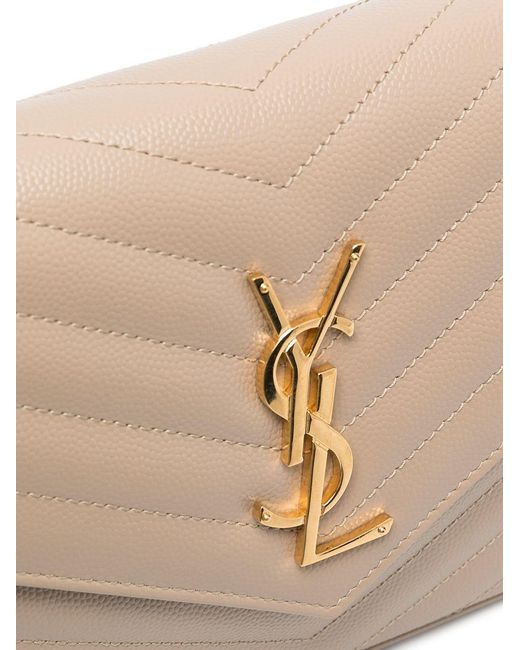 Saint Laurent Natural Mono Dark Calf Leather Wallet Bag