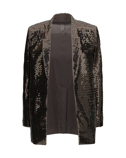 Rick Owens Black Concordian Embroidered Single-Breasted Jacket