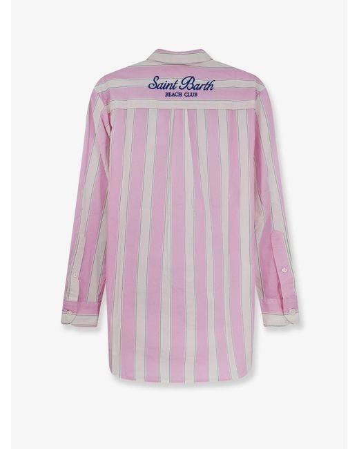 Mc2 Saint Barth Pink Shirt Brigitte Striped Cotton