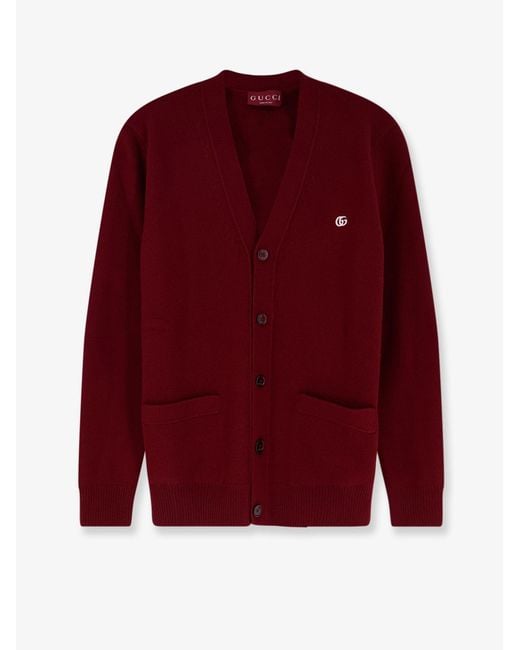 Gucci Red Wool And Cashmere Cardigan for men