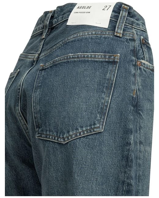 Agolde Blue Luna Pieced Wide-Leg Jeans