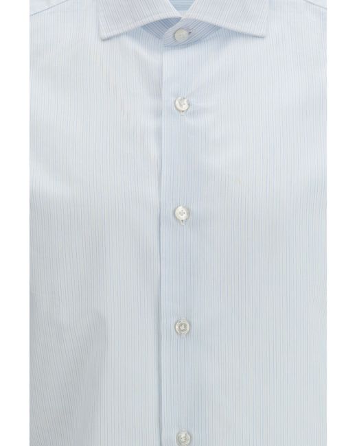 Finamore 1925 Blue Napoli Shirt Light Stripe for men