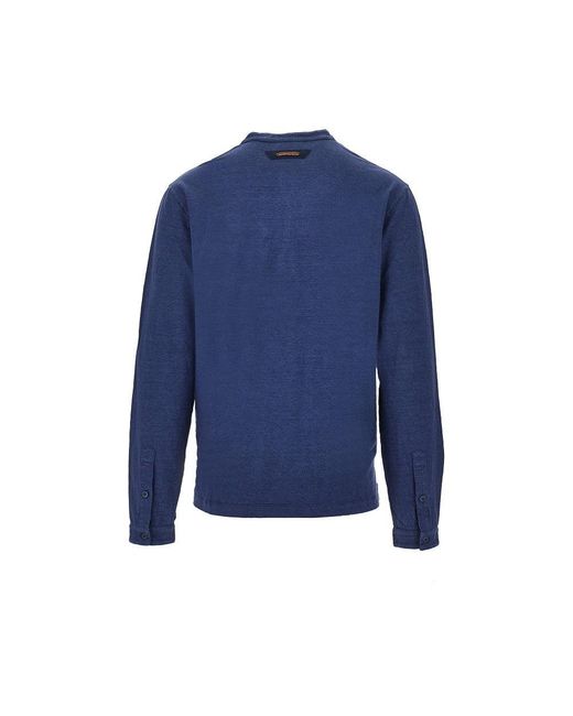 Sease Blue 'Henley Deck' Linen Jersey T-Shirt for men