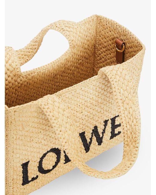 Loewe Natural Paula's Ibiza -Small Font Raffia Handbag With Embroidered Logo On The Front
