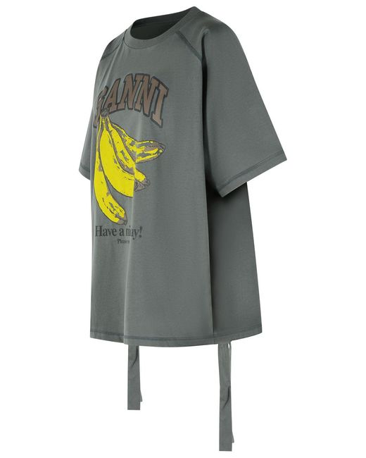 Ganni Gray Cotton T-Shirt