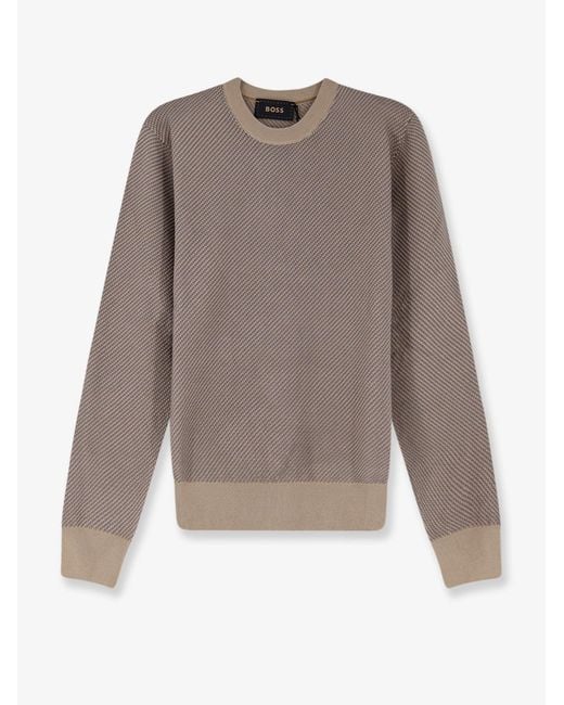 Boss Brown Silk And Cotton Blend Sweater for men
