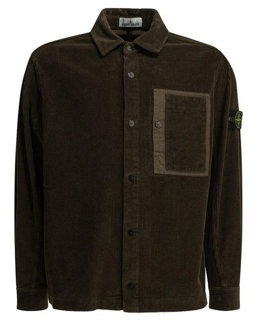 Stone Island Black Corduroy 800 Overshirt Jacket for men