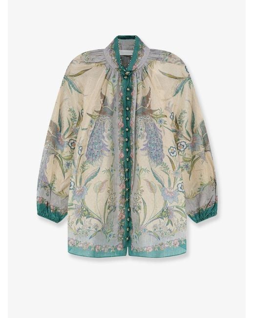 Zimmermann Blue Indra Cotton And Silk Shirt