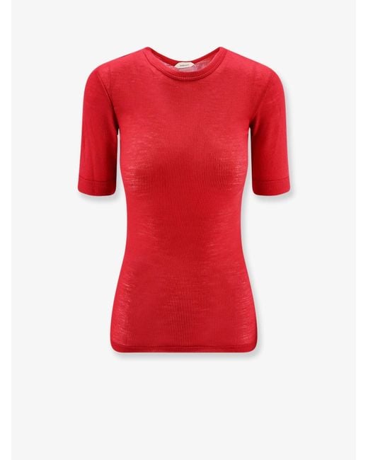 Versace Red Ribbed Cotton T-Shirt