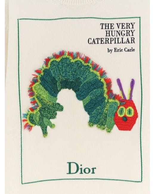 Dior White Dior Cotton And Wool Sweater With Book Cover Embroidery for men